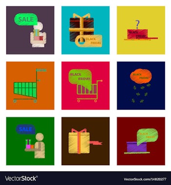 Assembly of flat shading style icon black friday vector image