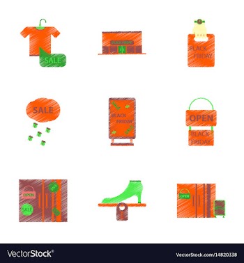 Assembly of flat shading style icon black friday vector image