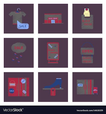 Assembly of flat shading style icon black friday vector image