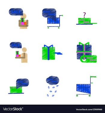 Assembly of flat shading style icon black friday vector image