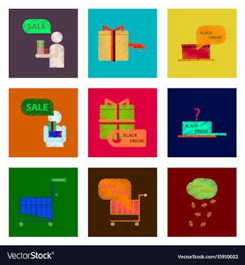 Assembly of flat shading style icon black friday vector image
