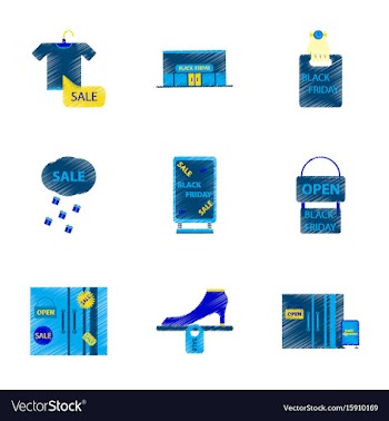 Assembly of flat shading style icon black friday vector image