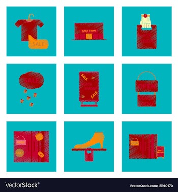 Assembly of flat shading style icon black friday vector image