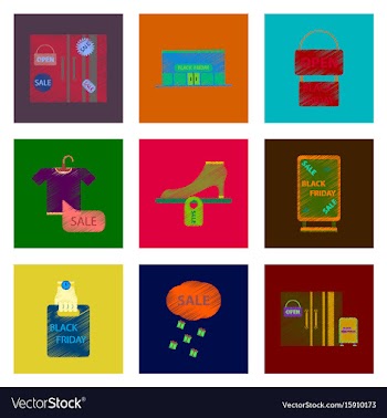 Assembly of flat shading style icon black friday vector image