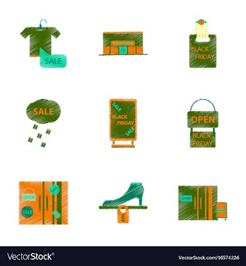 Assembly of flat shading style icon black friday vector image