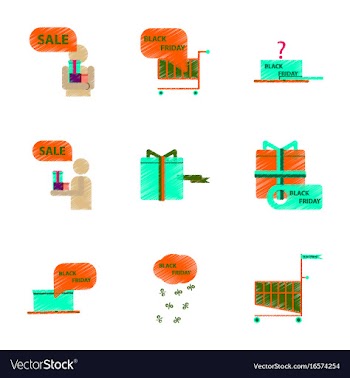 Assembly of flat shading style icon black friday vector image