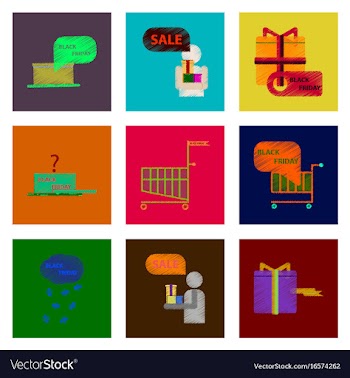 Assembly of flat shading style icon black friday vector image