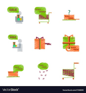 Assembly of flat shading style icon black friday vector image