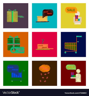 Assembly of flat shading style icon black friday vector image