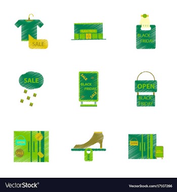 Assembly of flat shading style icon black friday vector image