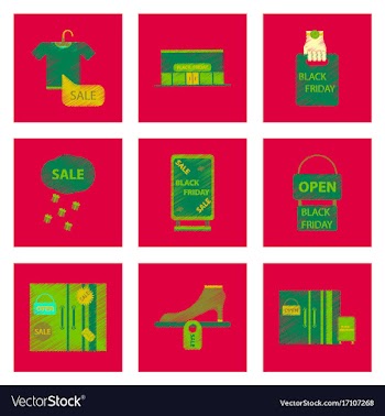 Assembly of flat shading style icon black friday vector image