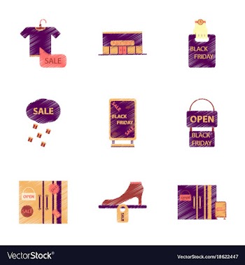 Assembly of flat shading style icon black friday vector image