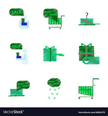 Assembly of flat shading style icon black friday vector image