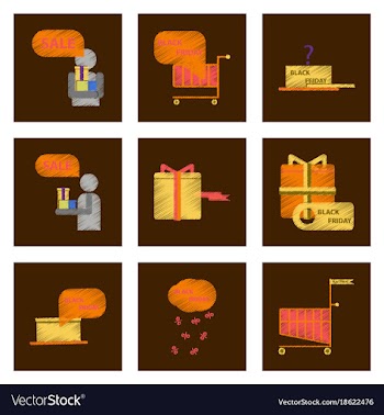 Assembly of flat shading style icon black friday vector image