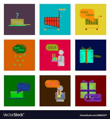 Assembly of flat shading style icon black friday vector image