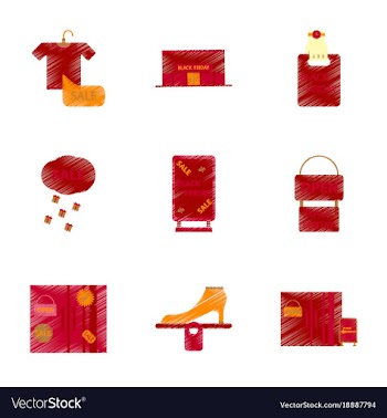 Assembly of flat shading style icon black friday vector image