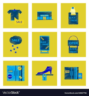 Assembly of flat shading style icon black friday vector image