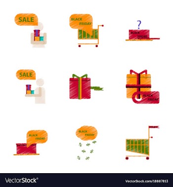 Assembly of flat shading style icon black friday vector image