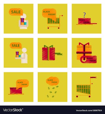 Assembly of flat shading style icon black friday vector image