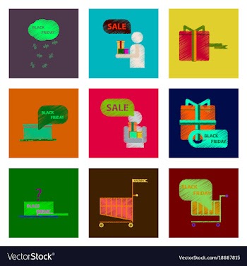 Assembly of flat shading style icon black friday vector image