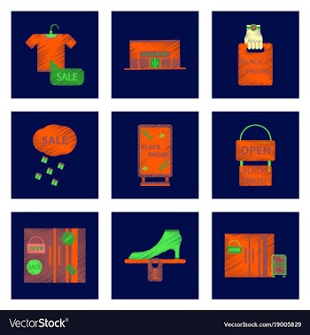 Assembly of flat shading style icon black friday vector image