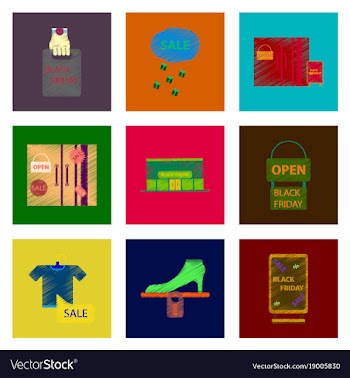 Assembly of flat shading style icon black friday vector image