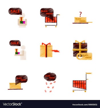Assembly of flat shading style icon black friday vector image