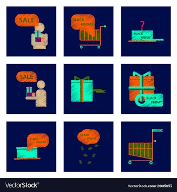 Assembly of flat shading style icon black friday vector image