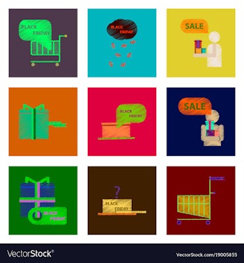 Assembly of flat shading style icon black friday vector image