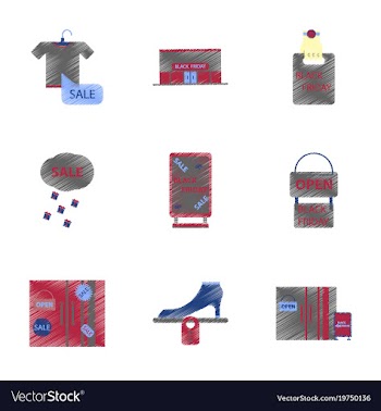 Assembly of flat shading style icon black friday vector image