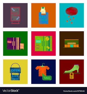 Assembly of flat shading style icon black friday vector image