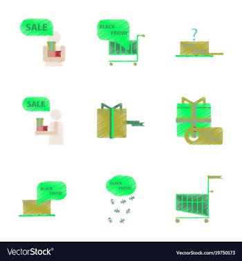 Assembly of flat shading style icon black friday vector image