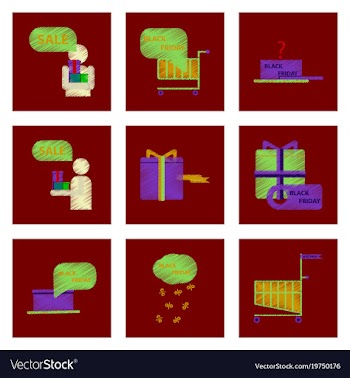 Assembly of flat shading style icon black friday vector image