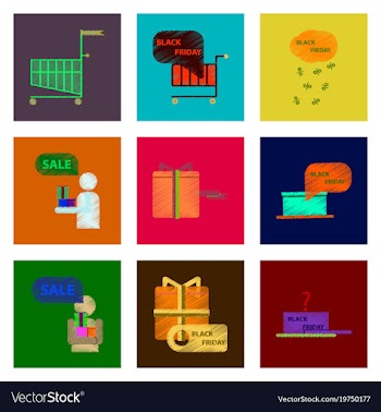 Assembly of flat shading style icon black friday vector image