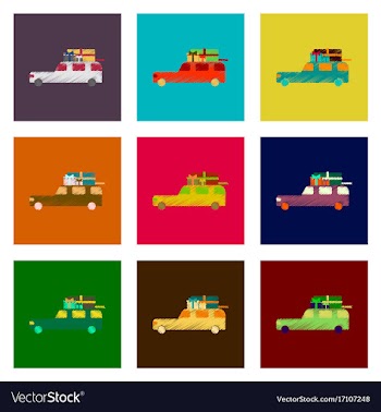 Assembly of flat shading style icon car gifts vector image