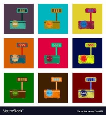 Assembly of flat shading style icon cash machine vector image