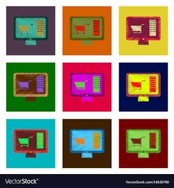 Assembly of flat shading style icon computer sale vector image