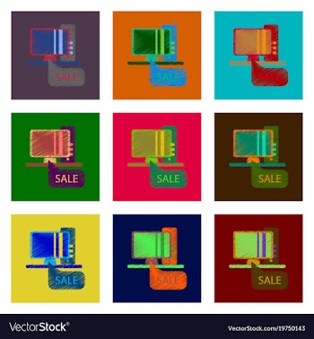 Assembly of flat shading style icon computer sale vector image