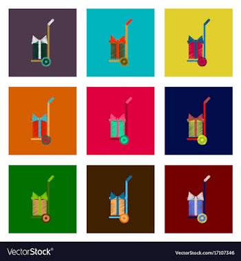 Assembly of flat shading style icon gift delivery vector image