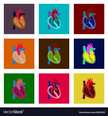 Assembly of flat shading style icon heart vector image