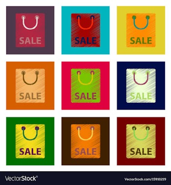 Assembly of flat shading style icon package sale vector image