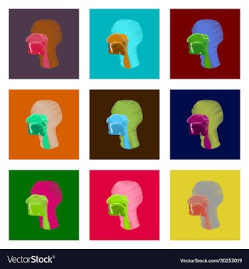 Assembly of flat shading style icon pharynx vector image