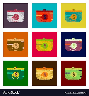 Assembly of flat shading style icon purse discount vector image