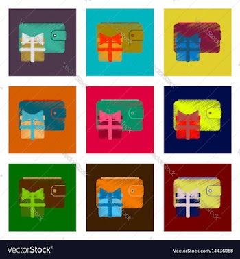 Assembly of flat shading style icon purse gift vector image