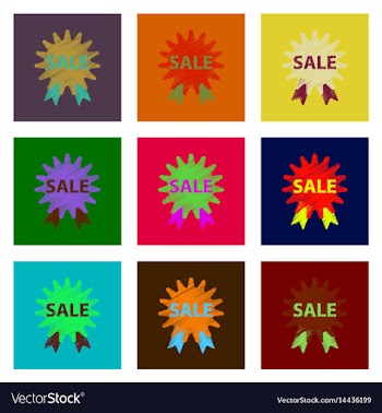 Assembly of flat shading style icon sale label vector image