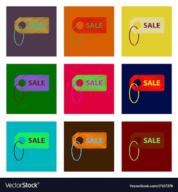 Assembly of flat shading style icon sale label vector image