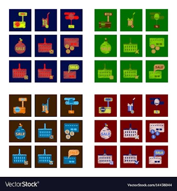 Assembly of flat shading style icon set gifts and vector image