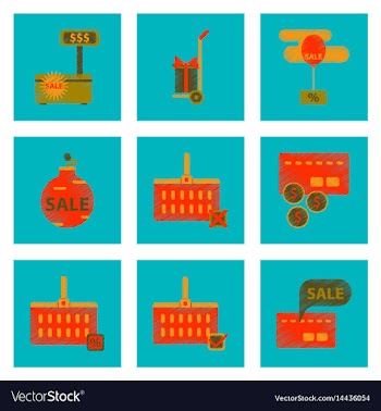 Assembly of flat shading style icon set gifts and vector image