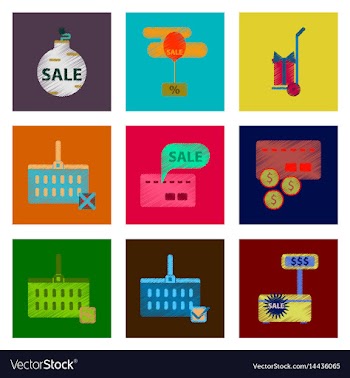 Assembly of flat shading style icon set gifts and vector image