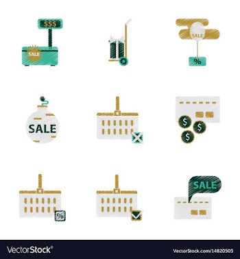 Assembly of flat shading style icon set gifts and vector image